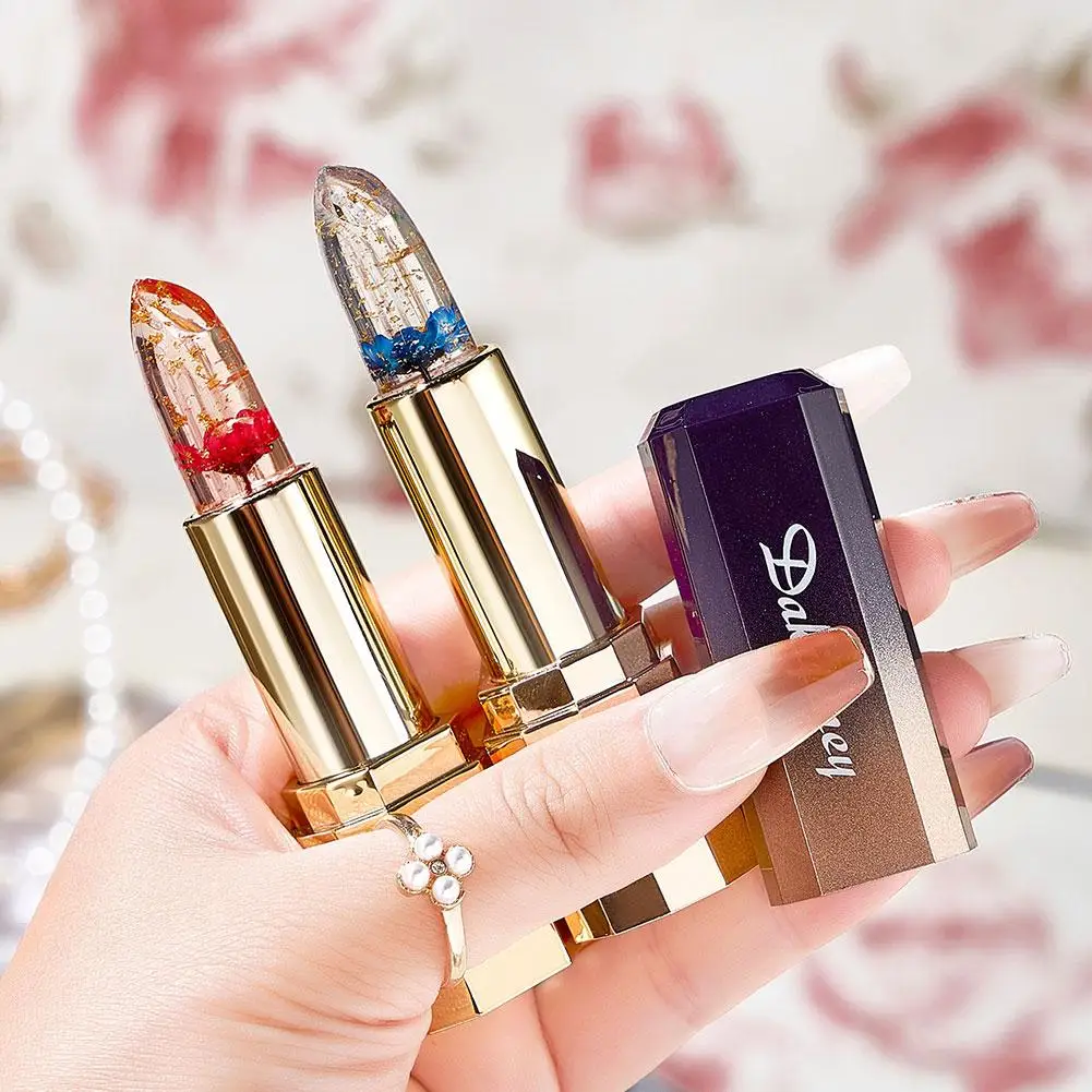 Flower Jelly Color Changing Lipstick Woman Moisturizing Long-lasting Non-stick Cup Without Fading Color Warming Lip Balm