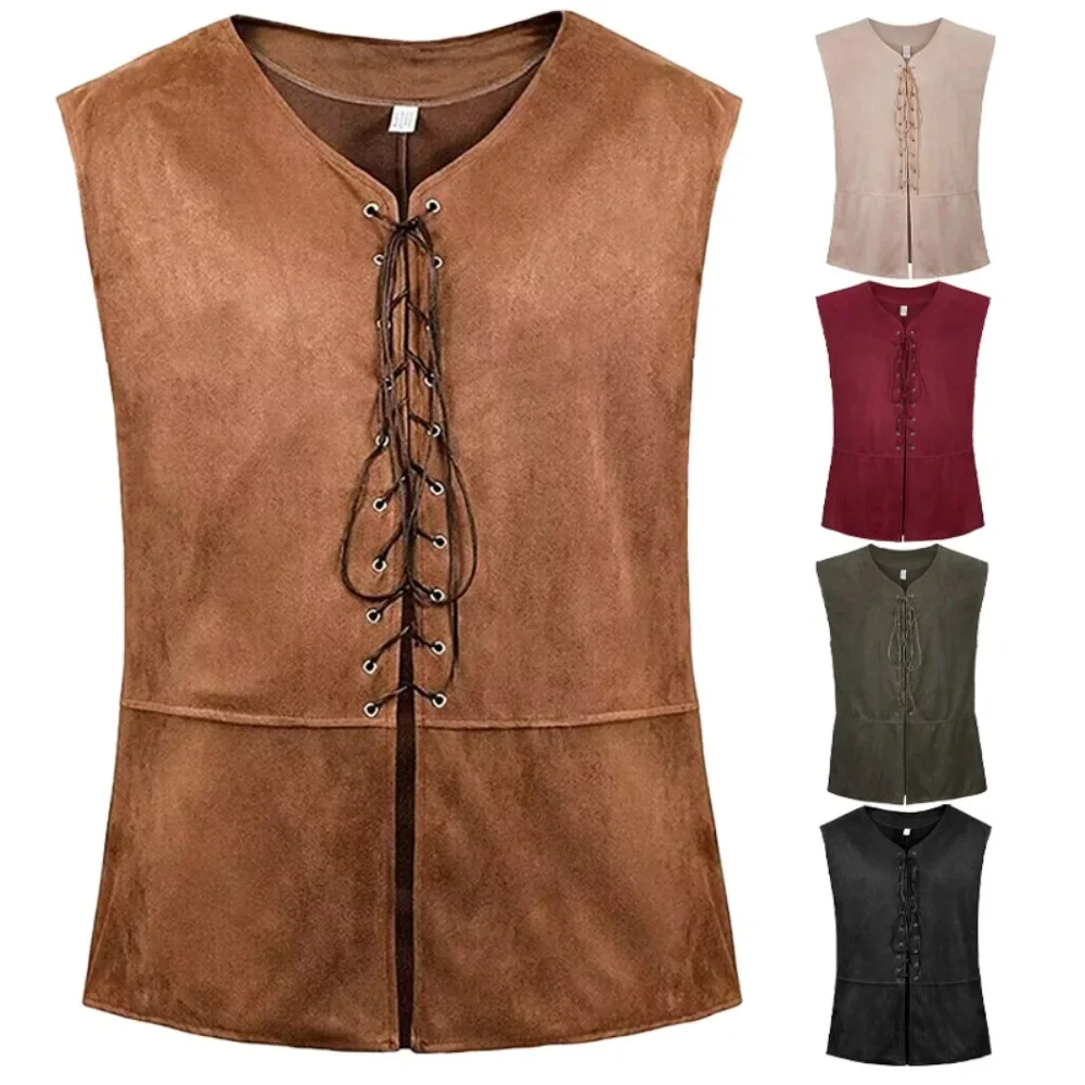 

Medieval Retro Steampunk Viking Knight Pirate Vest for Men Costume Carnval Renaissance Gothic Sleeveless Vest Haolloween Party