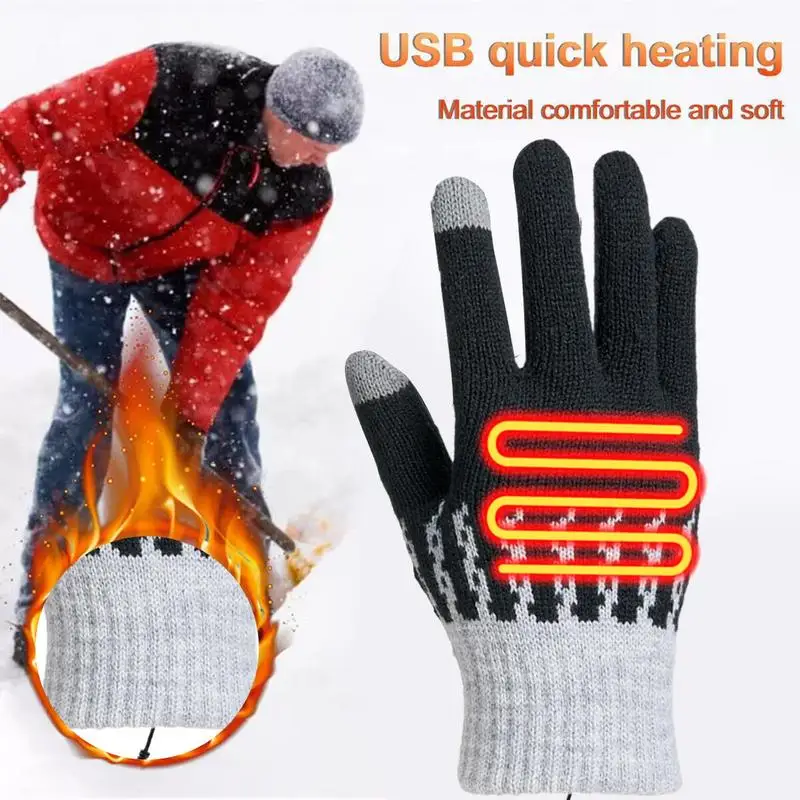 Heated Gloves For Women USB Electric Heated Fishing Gloves 3 Levels Adjustable Cold Weather Gloves Removable Heated Snowboard