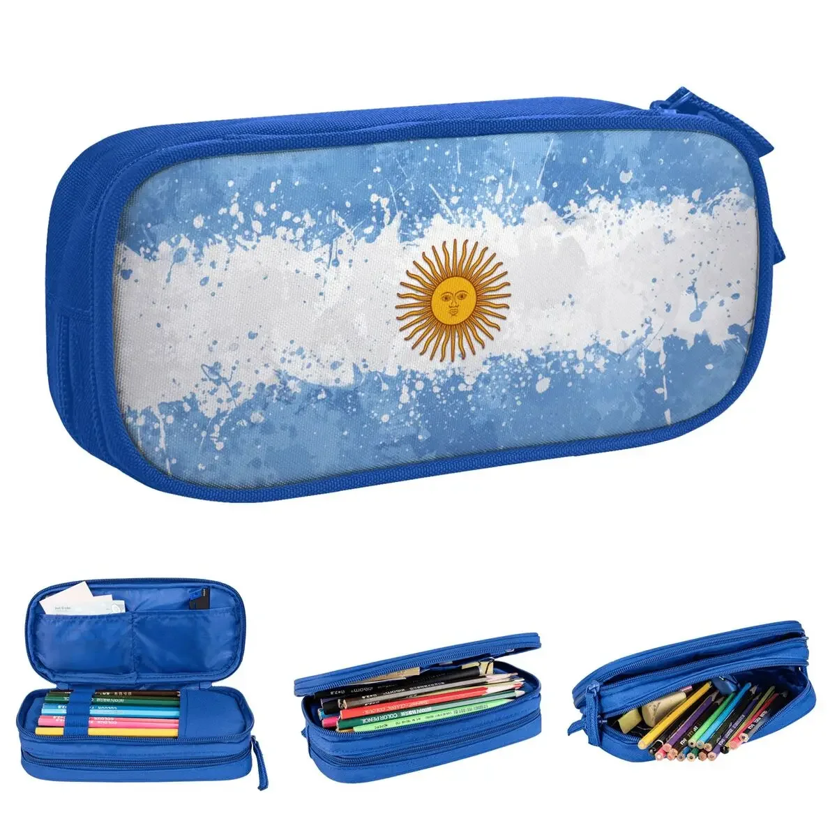 Argentina Flag Pencil Case Cute Pen Holder Bag Kids Large Storage Students School Cosmetic Pencilcases