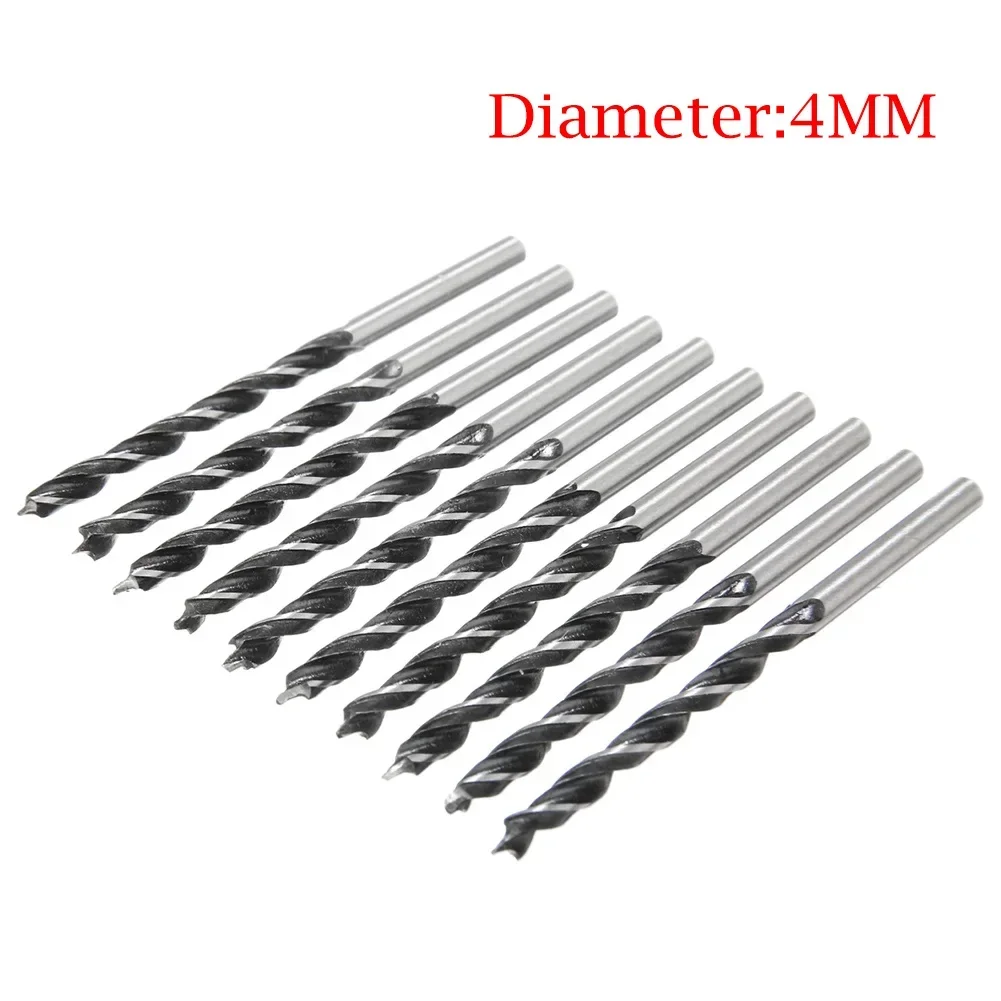 

10pcs 75mm Woodworking High Carbon Steel Spiral Drill Bit Wood Drill With Center Point Wood Drill Bit Set 4mm Diameter