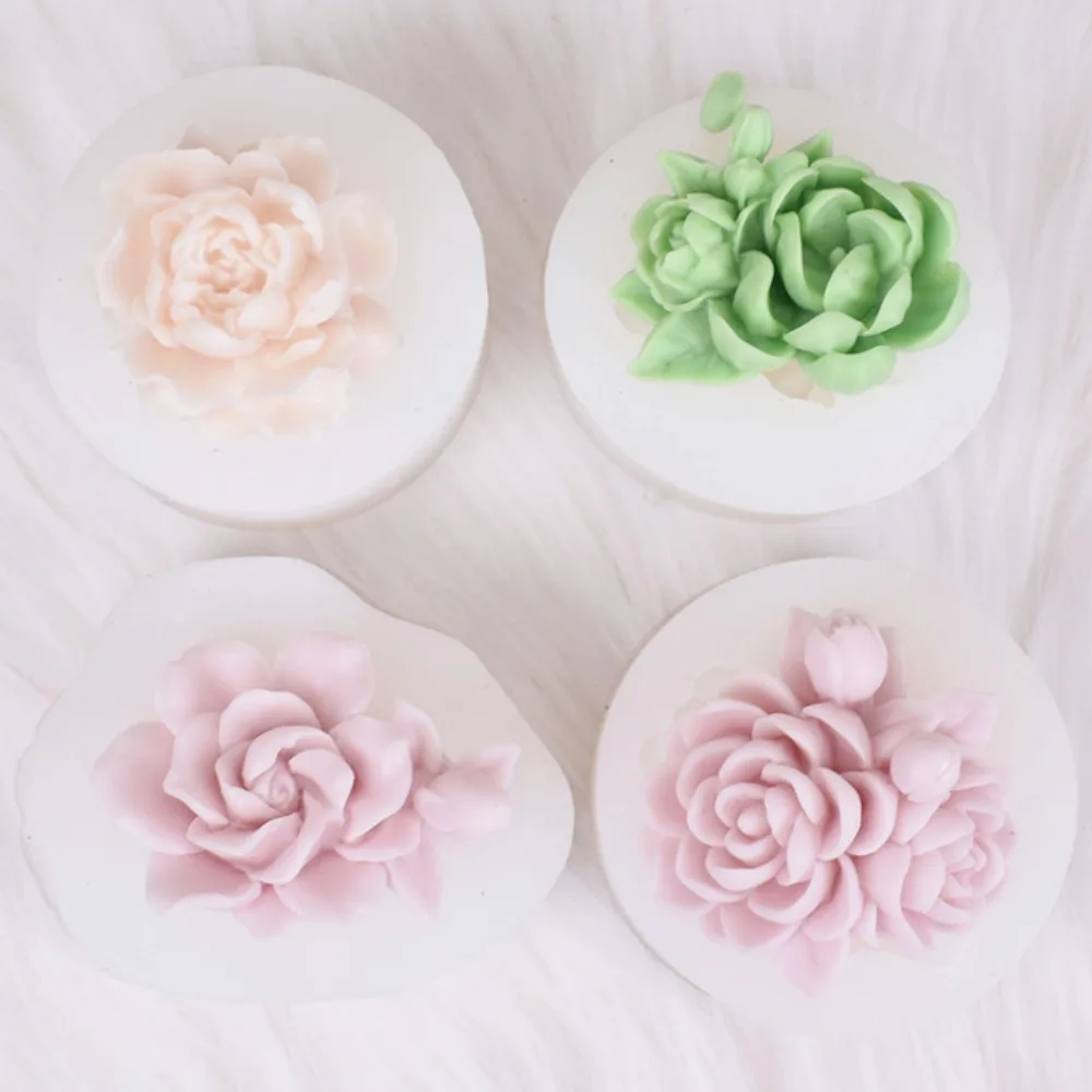 Simulation Peony Jasmine Silicone Candle Mould Gardenia Flower Soap Crystal Mold Chocolate Ice Bathroom Decor Mother\'s Day Gifts