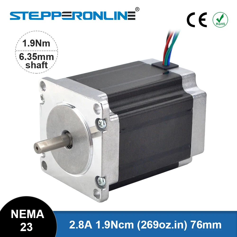 Nema 23 Stepper Motor 1.9Nm 2.8A 57x76mm Stepper Nema23 Bipolar Motor 6.35mm Shaft 4-lead for 3D Printer CNC Router