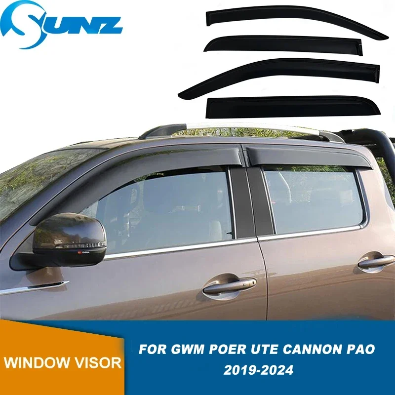 Side Window Visor For GWM Poer Ute Cannon Pao Power 2019 2020 2021 2022 2023 2024 Weathershield Sun Rain Guard Window Deflector