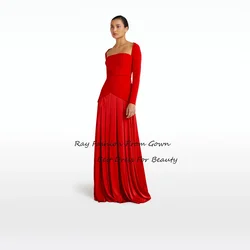 Ray Fashion A Line Evening Dress Squere Neck Full Sleeves With Tiered Ruffle For Women Formal Occasion Gowns Платье для бала