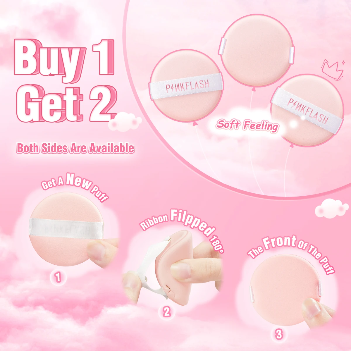 PINKFLASH Portable Marshmallow Cosmetic Puff Multipurpose Wet Dry Multi-use Makeup Powder Puff Beauty Makeup Tools Accessories