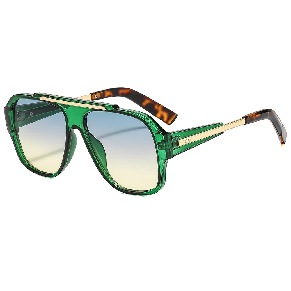 

New Retro Square Leopard Print Gradient Women Sunglasses Y2K Luxury Brand Rivet Thick Frame Design Men casual Gafas de sol UV400