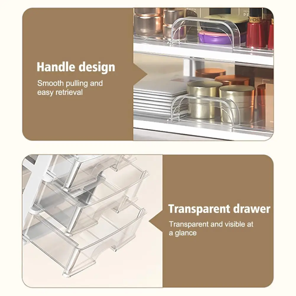 Plastic Drawer Makeup Storage Box Dormitory Finishing Shelf Cosmetics Skin Care Dressing Table Desktop Stationery Box