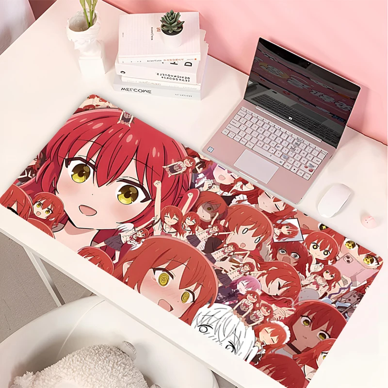 Anime Girl Mousepad Laptop B-Bocchi the R-Rock! Large Mouse Pad Office Keyboard Pink Desk Mat Pc Gamer Cabinet Extended Carpet