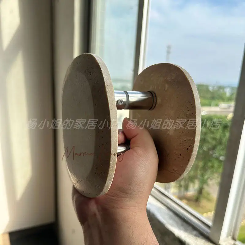 

Ручка для двери из травертина в стиле Ваби-Саби, минималистичная ручка для стеклянных дверей, мраморная ручка-кнопка для шкафа класса люкс