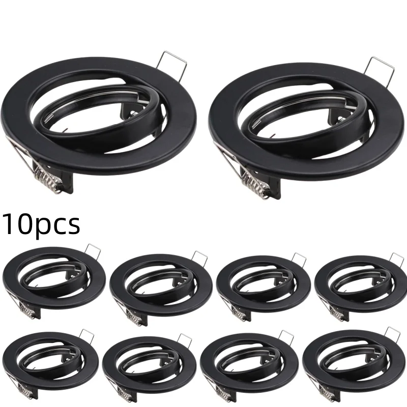 

10pcs Popular Style Front Ring Get Off Downlight Gu10 Mr16 Recessed Ceiling Frame Black Round Style Spot Light Fittings Holder