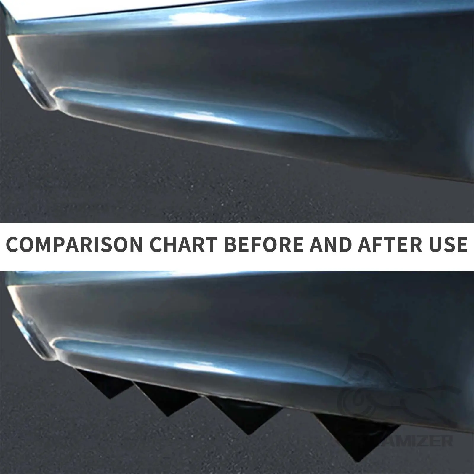 Difusor traseiro curvo do carro, Spoiler de barbatanas de tubarão, divisor labial, protetor universal para Ford Mustang GT 2005-2021