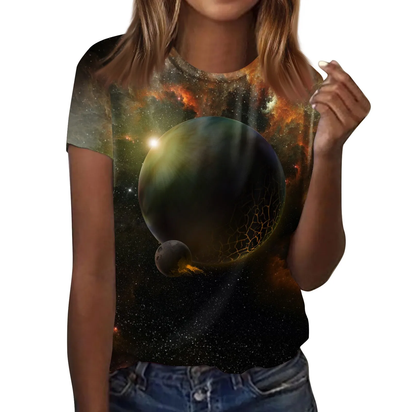 2024 Summer Galaxy t shirt women Space 3d Printing T-Shirt Universe Short Sleeve Print Tshirts Funny Casual Tops O-Neck