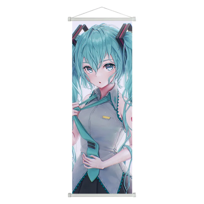 Hatsune Miku Scroll Canvas Painting Kawaii Home Decor Wall Hanging Anime Poster Art Wall Children Bedroom Decoration Gifts