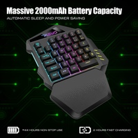 A55TOne Hand Wireless Gaming Keyboard RGB Backlit Portable Mini Keyboard Game Controller for PC PS4 Xbox Gamer