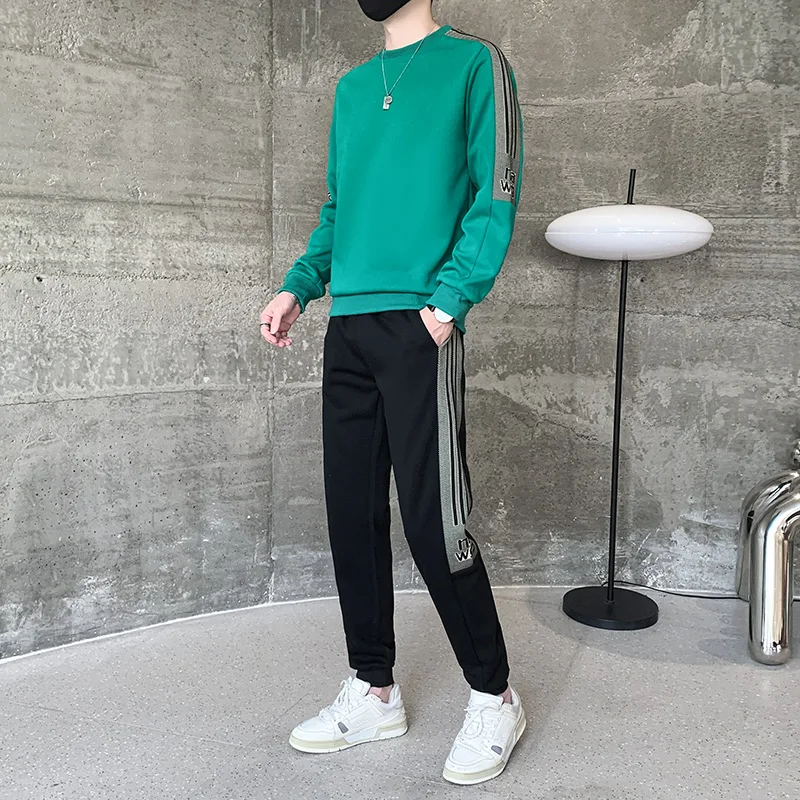 Men Sport Jacket Pullover Sweatshirt Tops Pant Sweater Trouser Long Sleeve Sweatsuits Sweatpants Set 2Pcs Suit Casual Streetwear