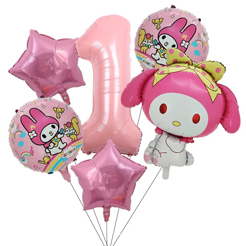 Cartoon Sanrio Cute Kuromi My Melody Cinnamoroll Foil Balloon 32 Inch Number Set Children's Birthday Party Decorative Toys