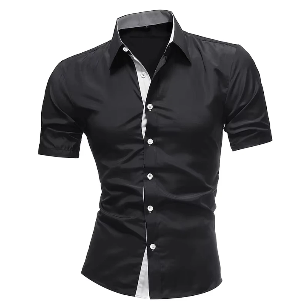

Men's Casual Business Short Sleeve Shirt Hawaii Men's T-Shirt Button Fashion Matching Short Sleeve Shirt XS-5XL European Size