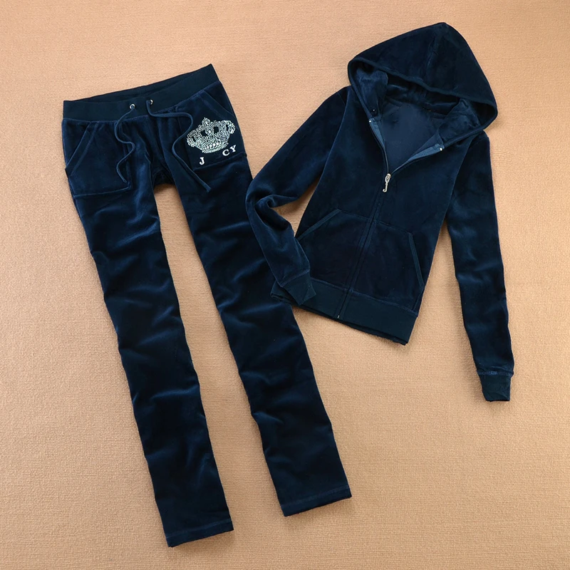 2024 Velours tuta da donna set da 2 pezzi felpa e pantaloni Casual con cappuccio da donna set abbigliamento sportivo in velluto autunnale