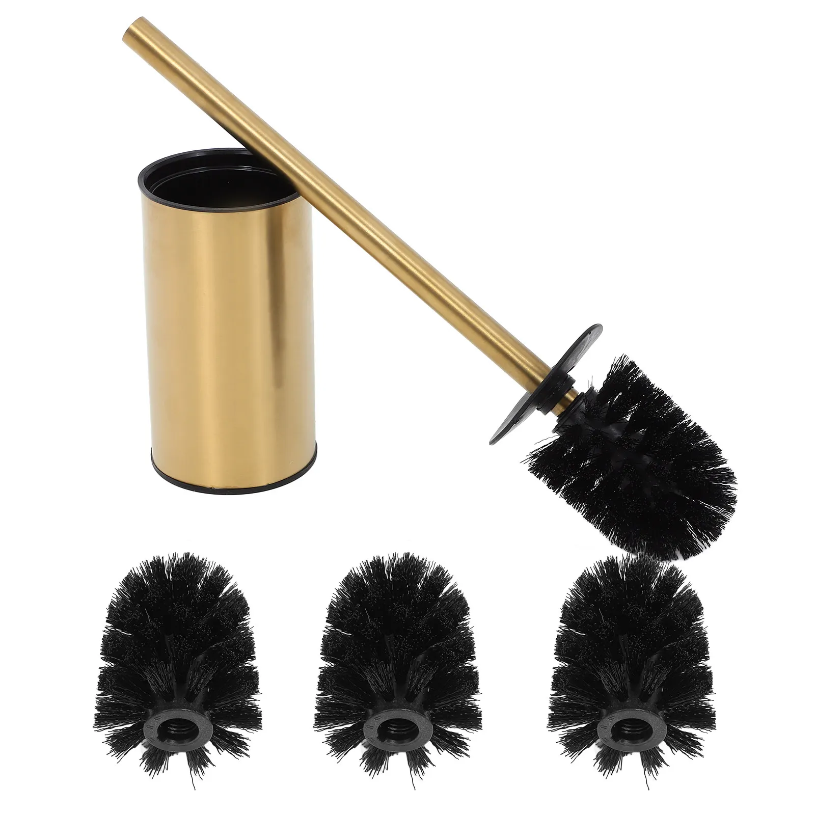 

Набор из 2 предметов: Держатель для туалетной щетки из нержавеющей стали, напольный и настенный, для чистки унитаза, золотой