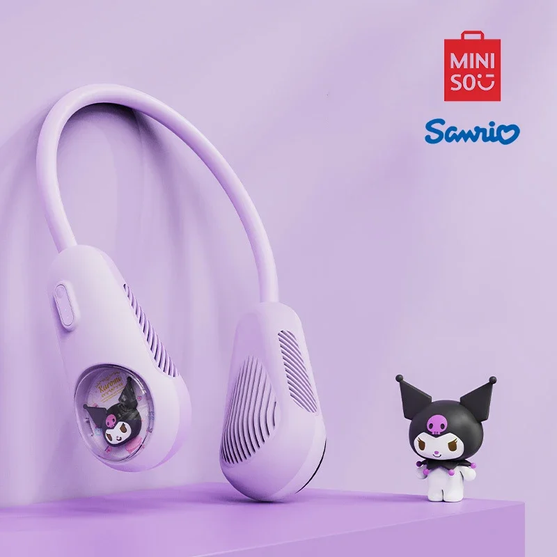 MiniSO Sanrio Hello Kitty พัดลมคล้องคอการ์ตูนของเล่นอะนิเมะแบบพกพา Cinnamoroll ลมสูงแบบชาร์จไฟได้ของขวัญมินิพัดลม