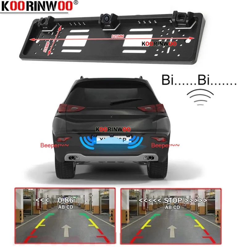 

Koorinwoo автомобили парктроник для европейского номера рамка камера заднего вида сигнализация автомобиля датчики парковки система CVBS для Android радио