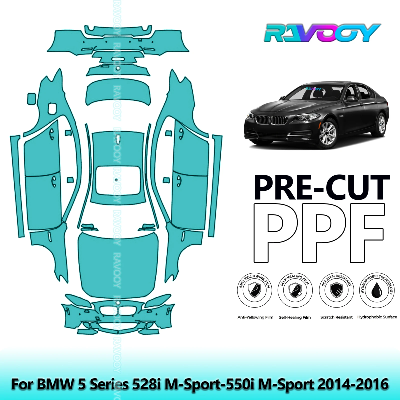 

Для BMW 5 серии 528i M-Sport-550i M-Sport 2014-2016 8,5 мил предварительно вырезанный комплект PPF полная защитная пленка для автомобильной краски