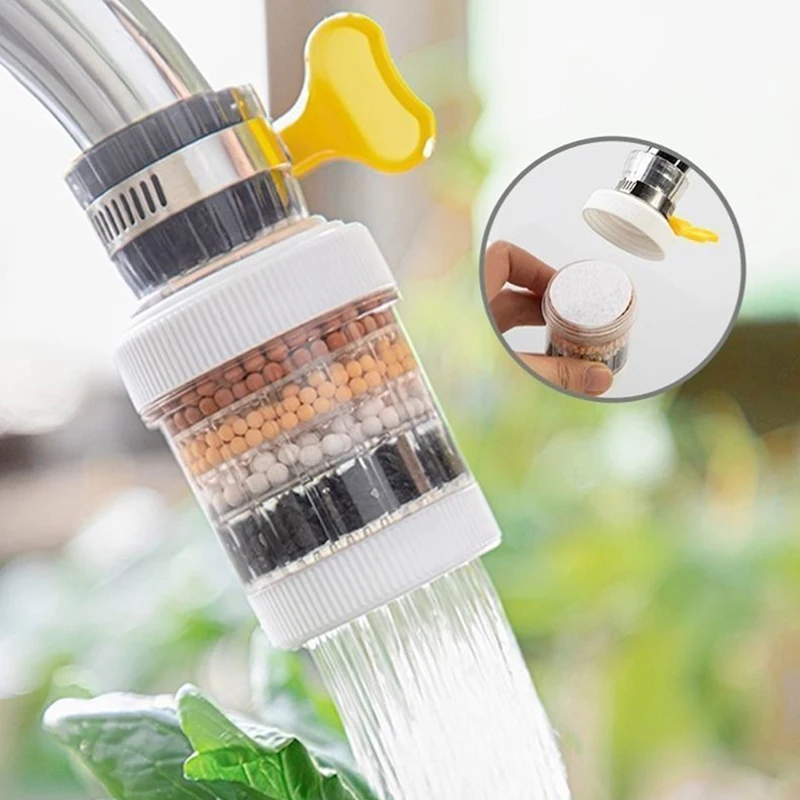 6 Layers Universal Kitchen Faucet Purifier Tap Filter Water Saving Bubbler Activated Carbon Filtration Shower Head Nozzle Filter