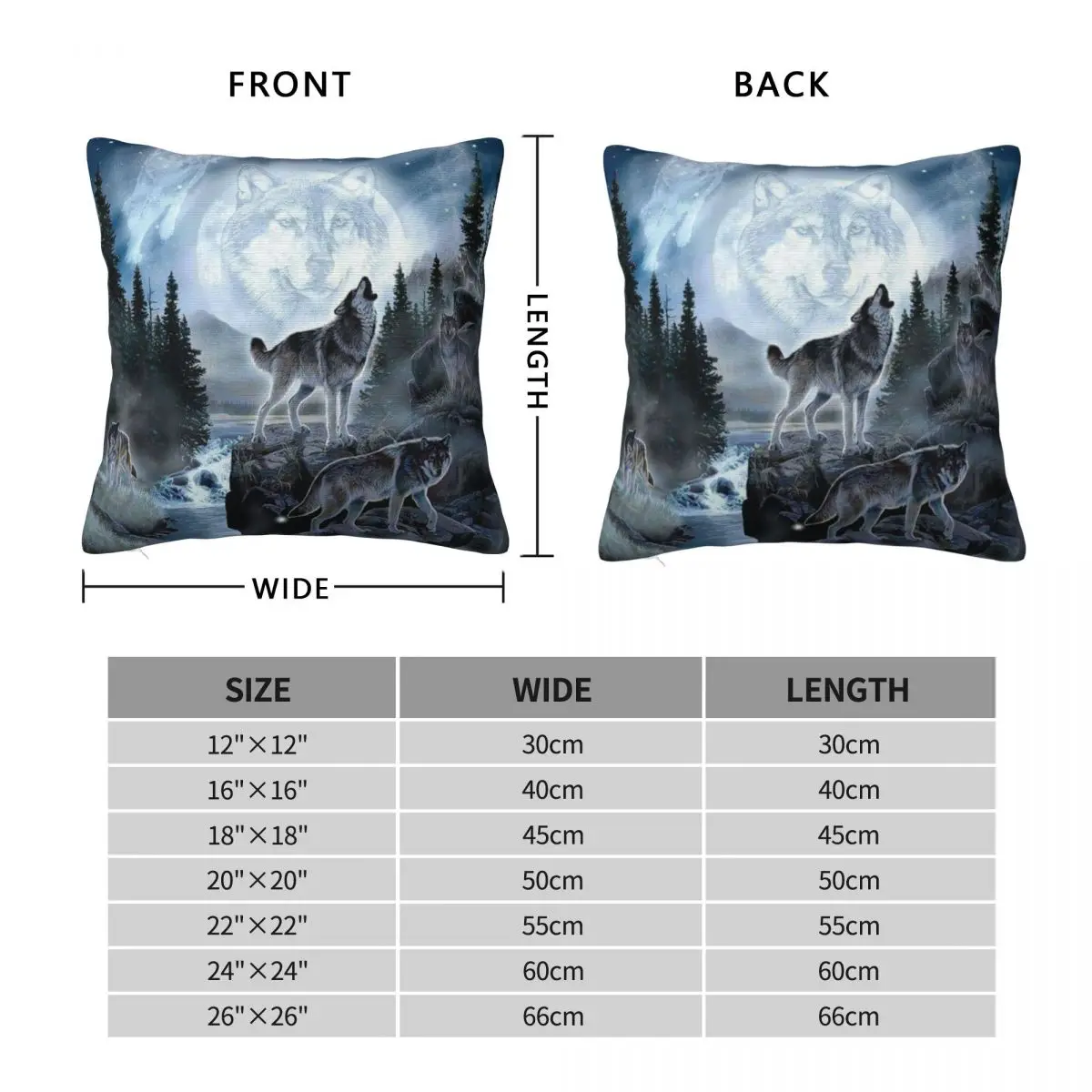 1Piece Pillowcase Cover For Bedroom guest room children's room recreational vehicle vacation home Wolves In The Moonlight