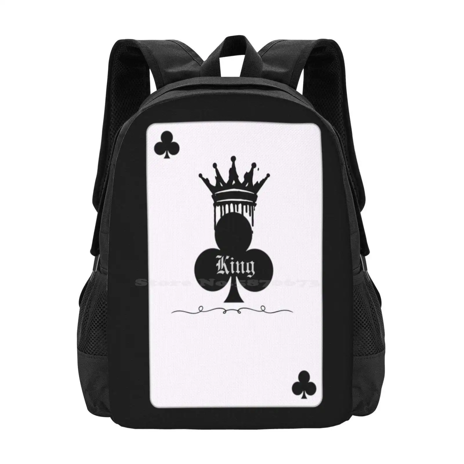 Copy Of King Of Clubs Hot Sale Schoolbag Backpack Fashion Bags King Queen Princes Black White Red Yellow Heart Club Spade Jack