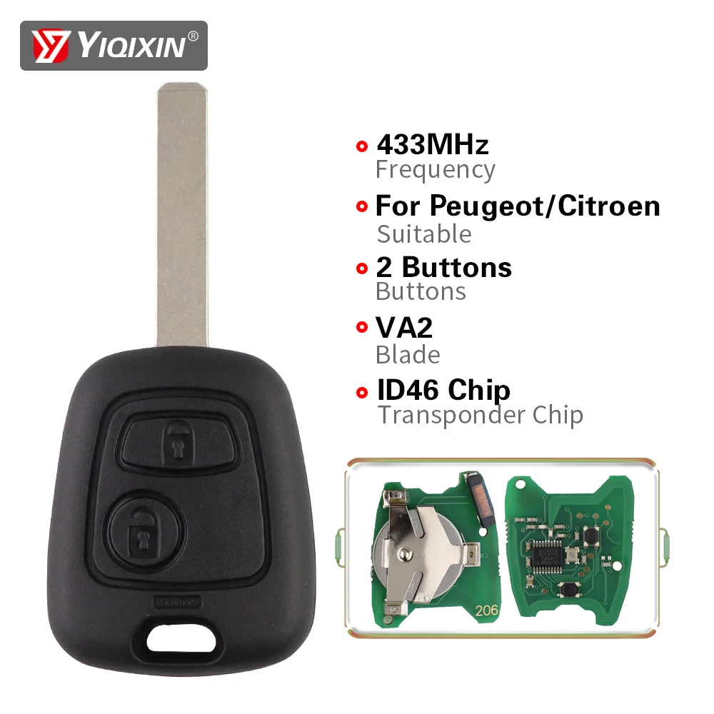 433mhz ID46 Chip Remote Car Key For Peugeot 106 107 206 306 406 307 207 407 Partner Xsara For Citroen C1 C2 C3 C4 Saxo Picasso