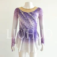 LIUHUO vestido de patinaje artístico sobre hielo niñas mujeres adolescentes elástico LICRA púrpura blanco gradiente competencia al por mayor BD8982