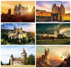 Laeacco Medieval Castle Photography Backdrop European Stone Tower Gothic Architecture Ancient Fortress Building Photo Background