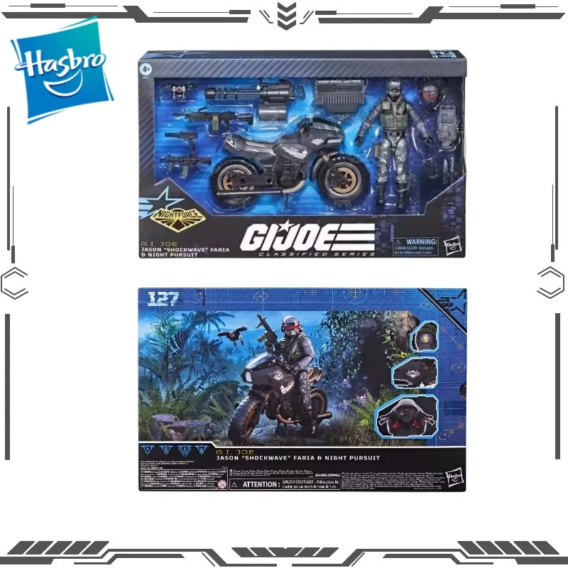Hasbro G.I. Figura de Acción Coleccionable de la Serie Joe Classified, Night Force, Jason Shockwave, Faria Night Pursuit, Set de Motocicleta, Regalo