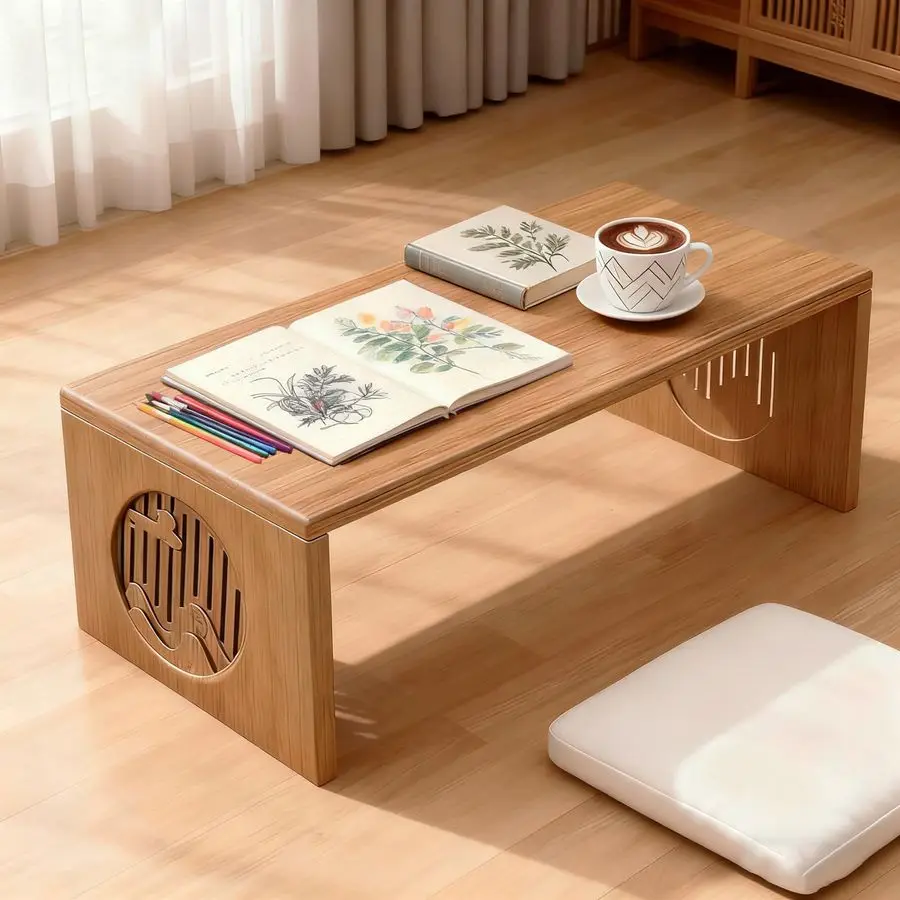 

Folding Coffee Table, Foldable Low Coffee Tables, Bamboo Floor Table Desk for Sitting on The Floor, No Assembly, Portable Living