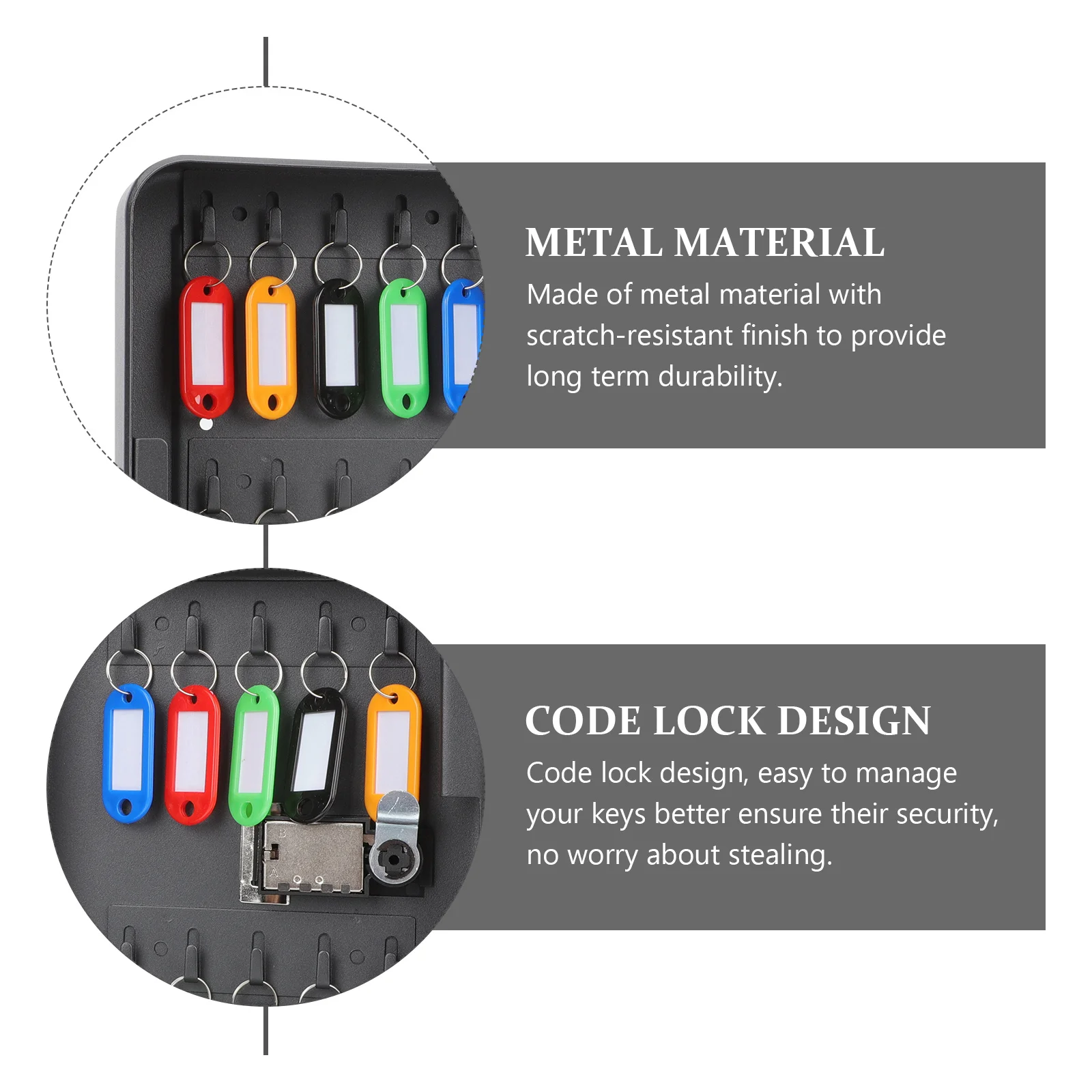 1Set Key Box قفل بكلمة مرور 20 فتحة خزانة إدارة المفاتيح المثبتة على الحائط صندوق رمز أمان معدني مقاوم للخدش #4