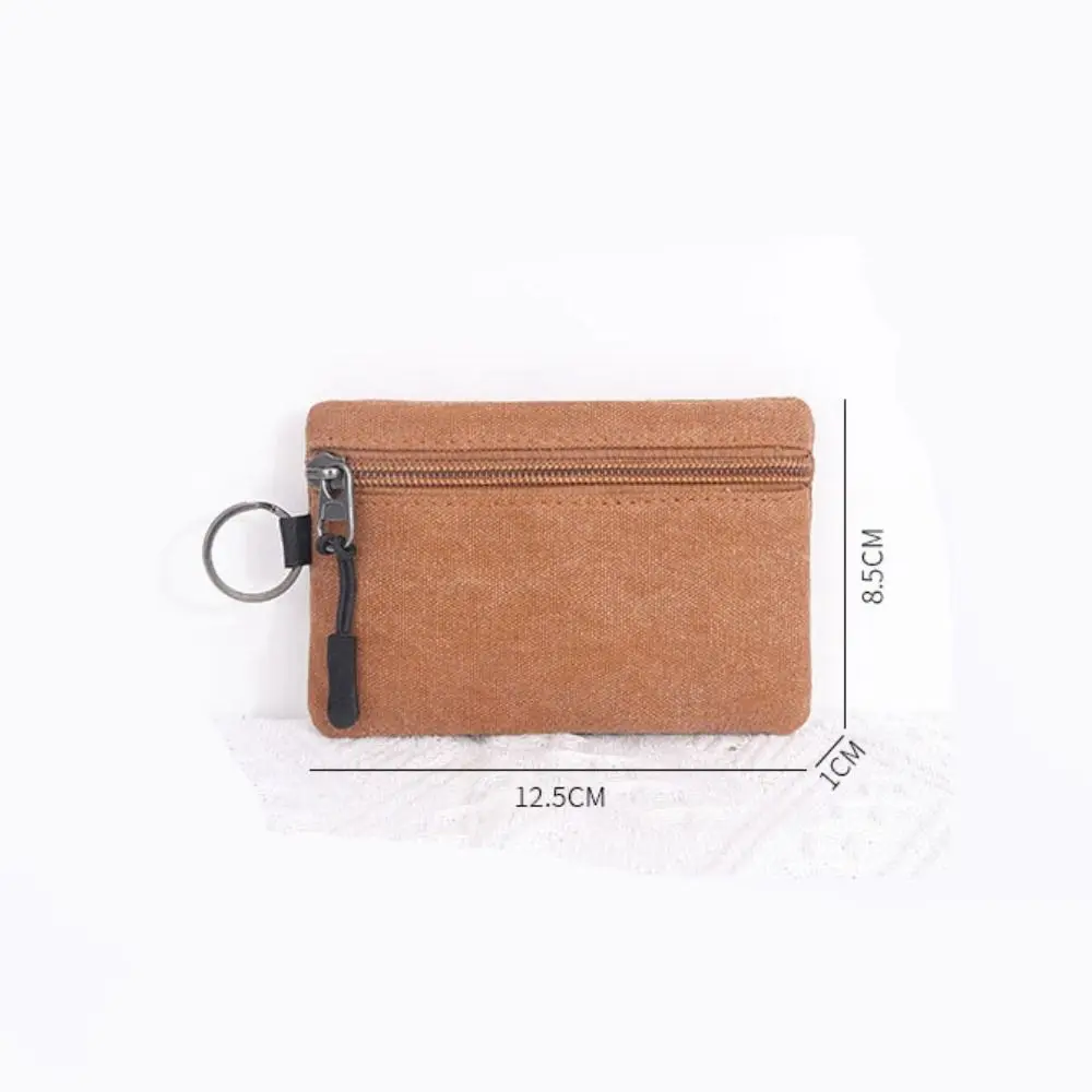 Durable Canvas Wallet Mini Zipper Card Holder Coin Bag Women Men