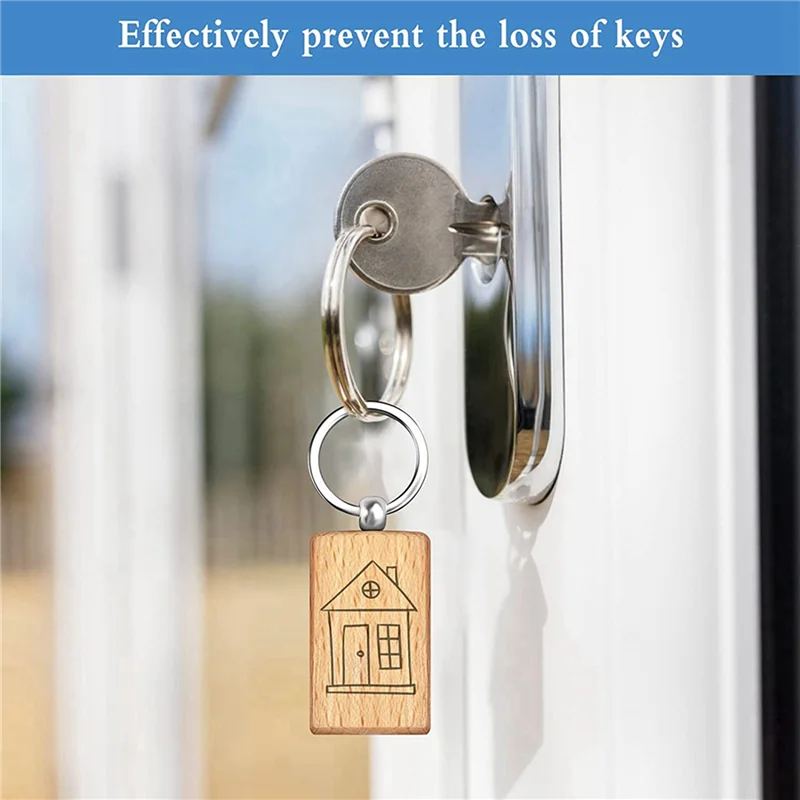 24X Wooden Key Ring Blank Wooden Key Chain DIY Personalized Wood Key Ring For DIY Crafts Decorations Gifts Pyrography