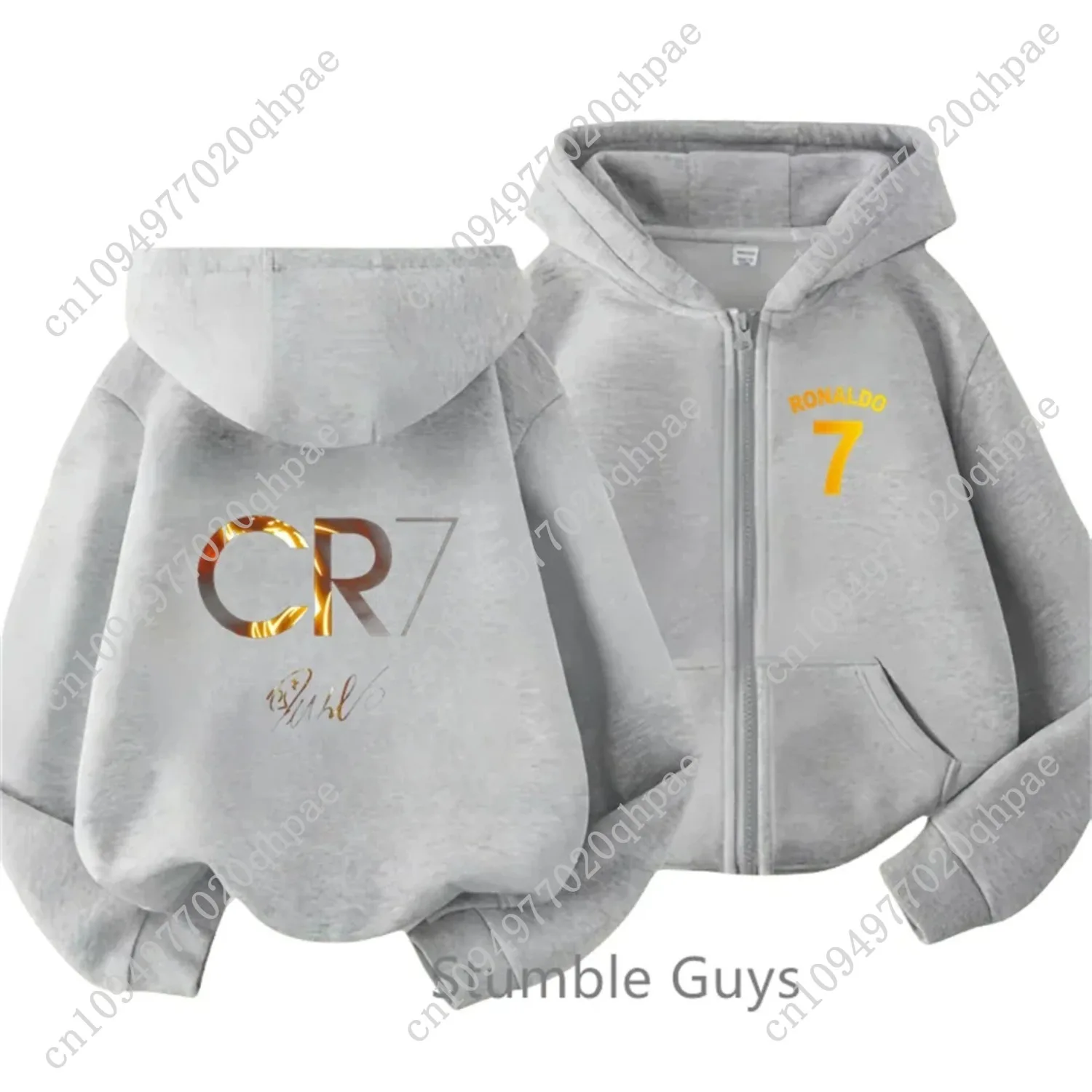 نجم كرة القدم رونالدو - ملابس أطفال بقلنسوة، بدلة شاحنة للأولاد، سويت شيرت جيرسي بسحاب للفتيات بأكمام طويلة، ملابس علوية كاجوال أنيمي