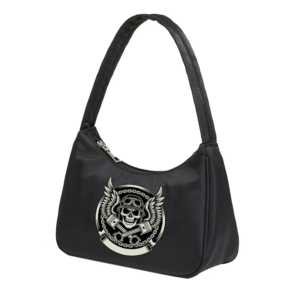 Unterarmtaschen Damen Schultertasche Tägliche Hobos Handtaschen Achselhöhle Einkaufstaschen Lässige Reißverschluss Tote Organizer Clutch Skull Series