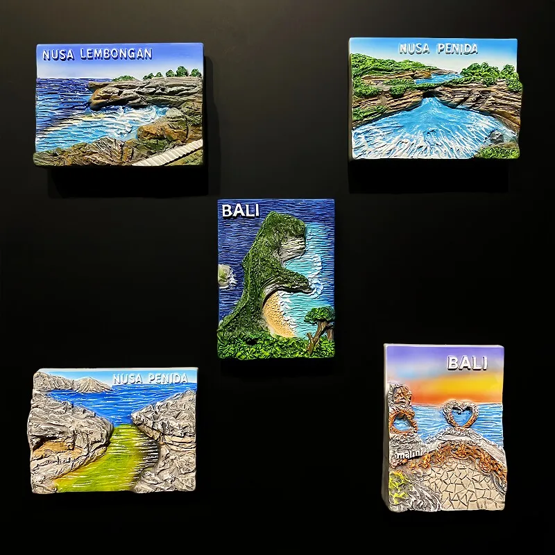 Indonesia Resin Handicraft 3D Fridge Magnets Tourism Souvenir Refrigerator Magnets Sticker Collection Gift Home Decoration