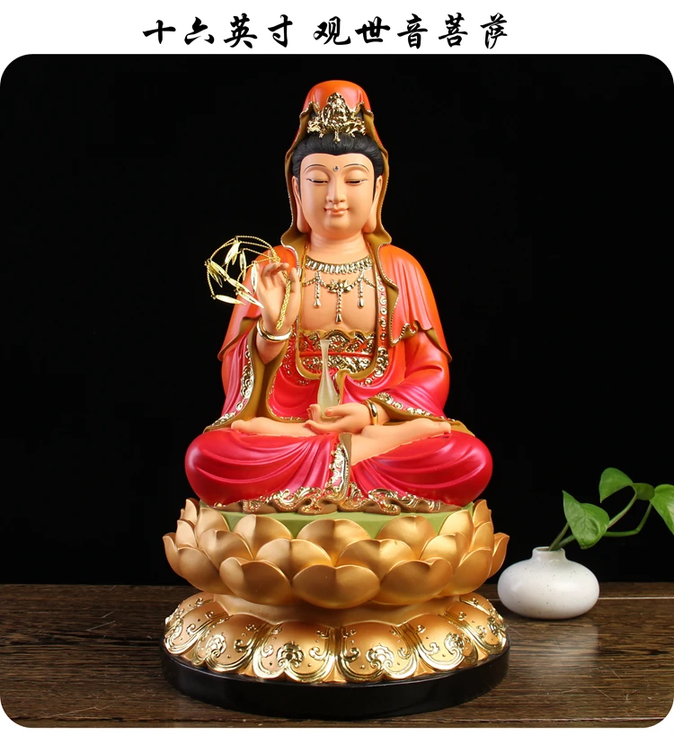 Imagem -02 - Estátua de Buda Cor Tamanho Grande para Proteção Santuário Casa Budismo Cofre Familiar Saúde Boa Sorte Guan Yin Amulesvara 40cm