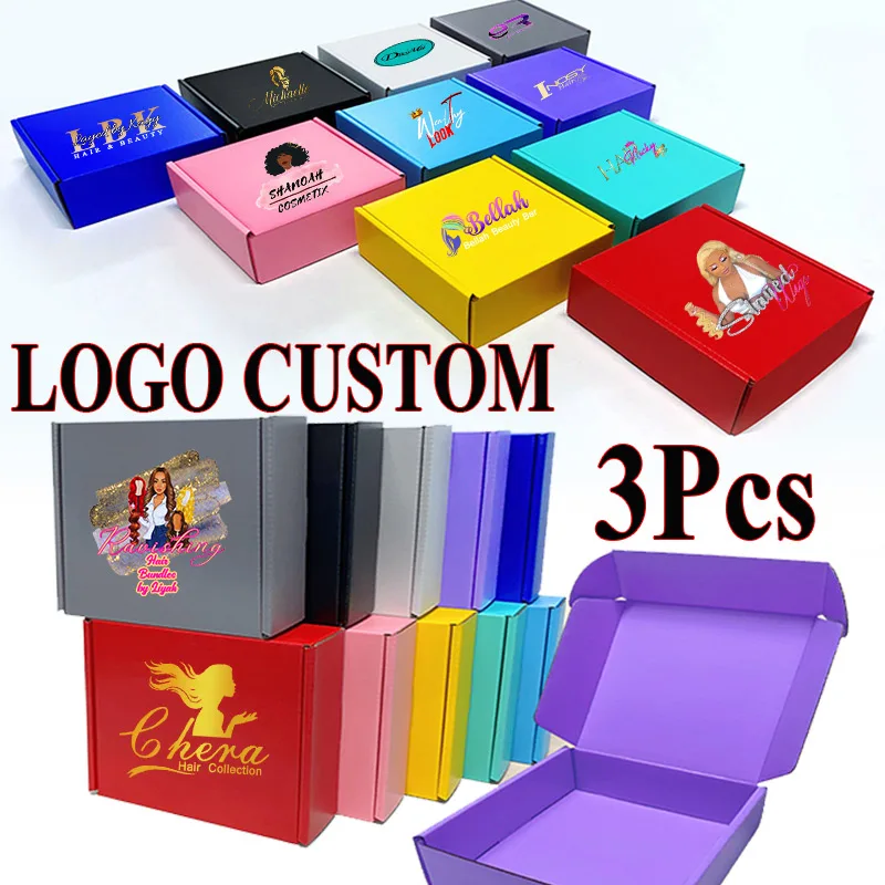 

3Pcs Gift Box Custom Logo Wig Packaging Airplane Boxes Extra Hard Cosmetics Shirt Wig Packaging Wedding Party Folding Paper Box
