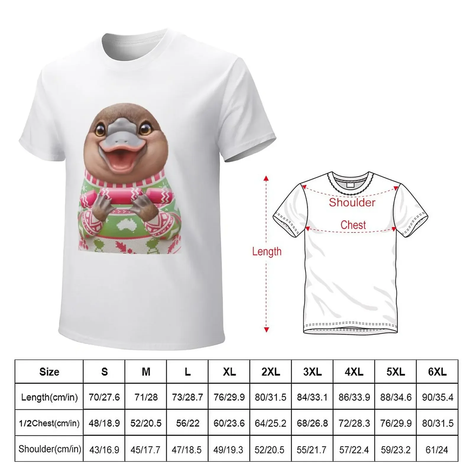 Australian Christmas Platypus T-Shirt graphics Aesthetic clothing plain t shirts men