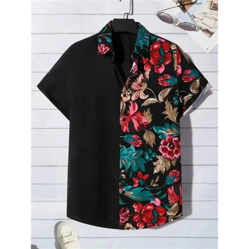 Flower Patterns Hawaiian Shirt Men's Vehicles Plant 3D Printed Beach Shirts Casual Street Summer Outdoor Loose Lapel Blouse