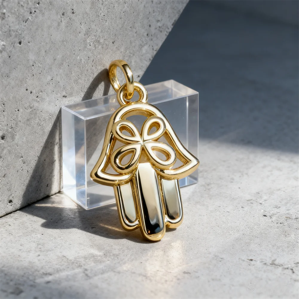 2 قطعة المعلقات النحاس زركون نجم البحر زهرة همسة اليد الفطر مظلة Charms DIY بها بنفسك مجوهرات قلادة سوار صنع #4