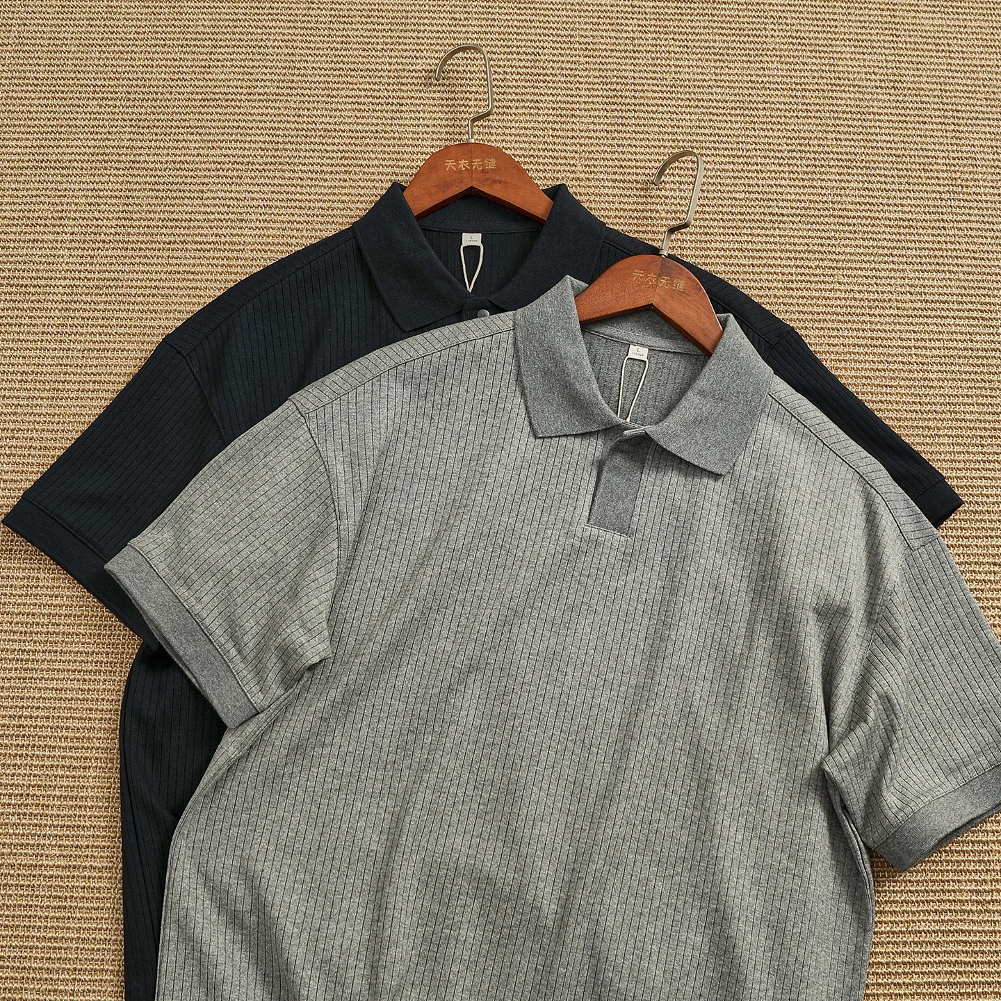 

Summer pit stripe Polo shirt for men, loose and drapey short-sleeved T-shirt, Japanese casual lapel top, breathable and elastic