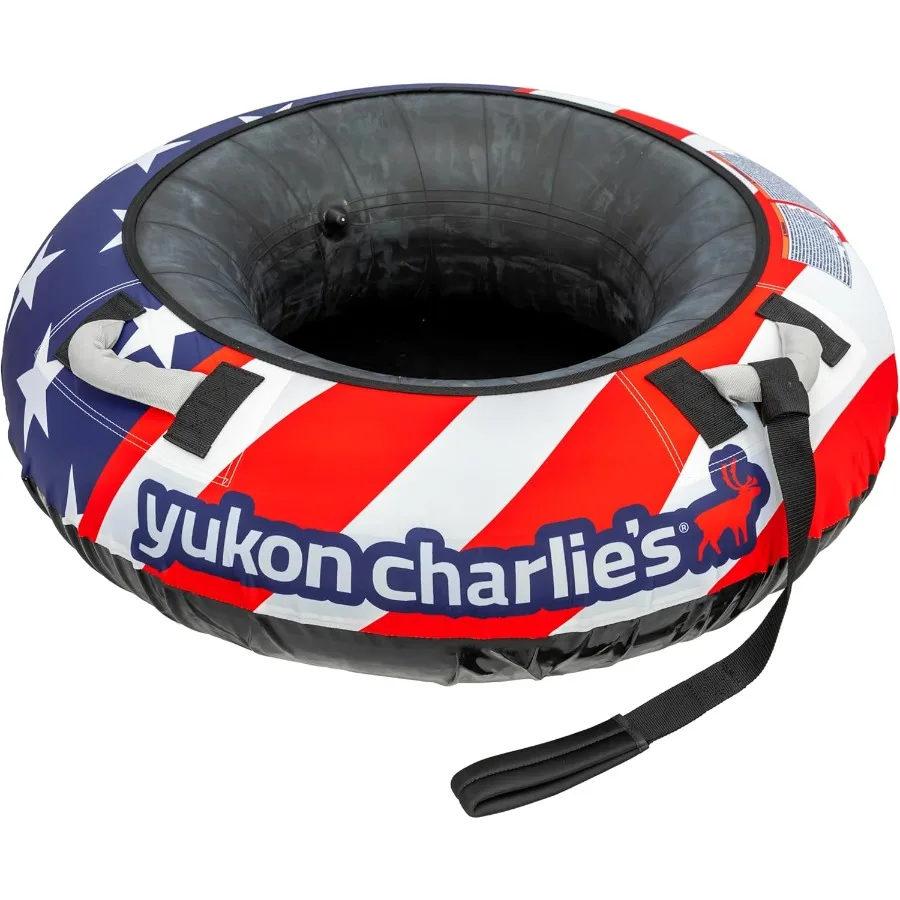 

Inflatable Snow Tube 46” – Heavy-Duty Snow Sled with Polyester Cover, Slick PVC Bottom, and Foam Handles – Perfect for Ages 7+