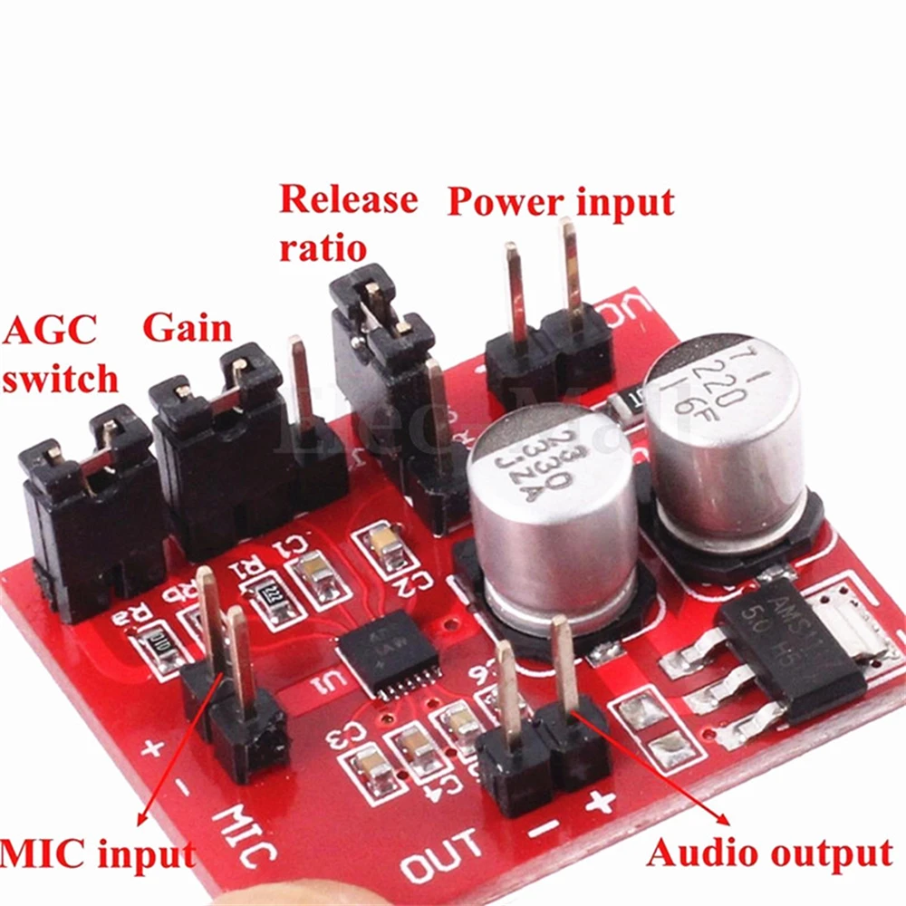 diymore MAX9814 Electret Microphone Amplifier Module With AGC Function DC 3.6-12V Volume Control Audio Board for Arduino