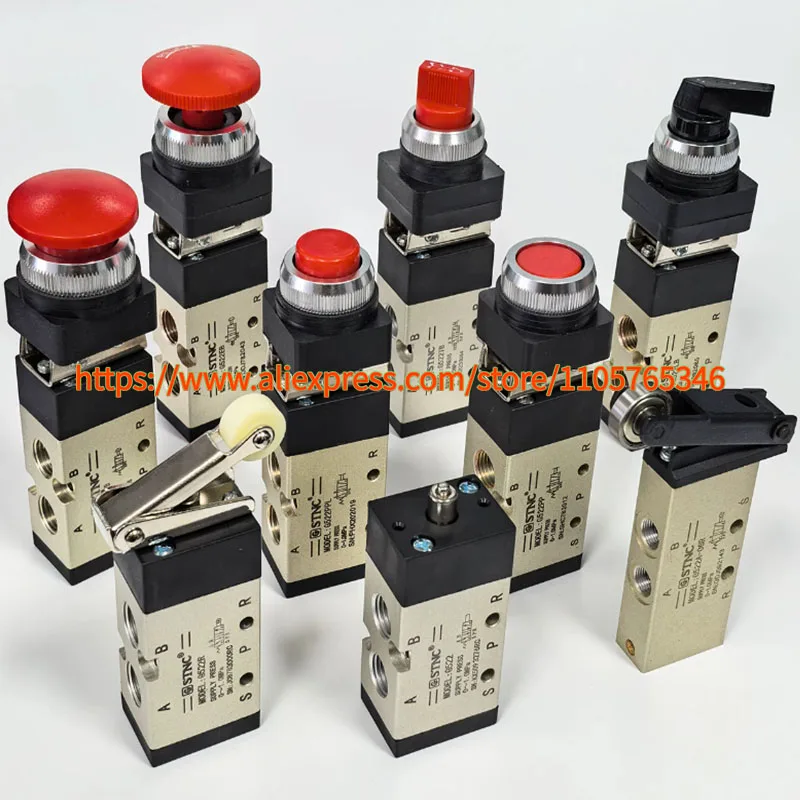 1pcs STNC G522 G522R 5/2 Way Pneumatic Manual Control Valves Roller Limit Switch Air Mechanical Valve G522PB G522PP G522LB G522E
